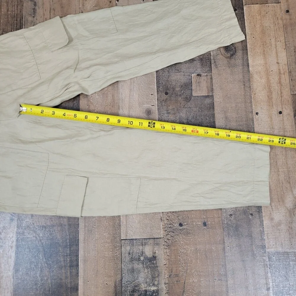 Aritzia Babaton Womens 00 Titan Pants Mid Rise‎ Cargo Pull-On Beige Linen Blend